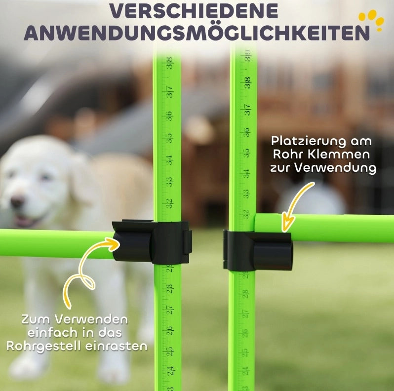 Set agility per cani regolabile in altezza con borsa, verde