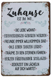 Targa in metallo vintage, 20x30 cm – "La casa è dove risiede l'amore"