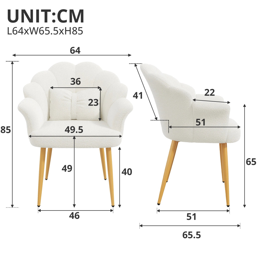 Set di 2 poltrone 64x65;5x85 cm in poliestere bianco con cuscini