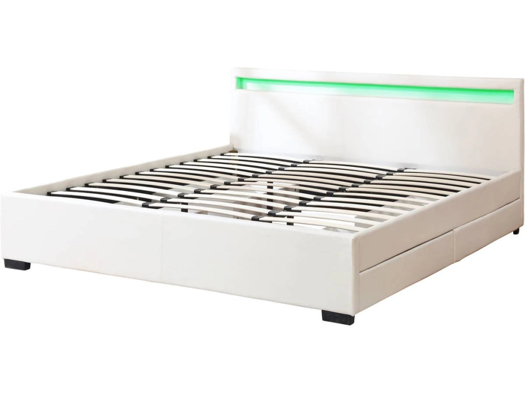Letto con LED "NICO" - 160 × 200 cm - Bianco