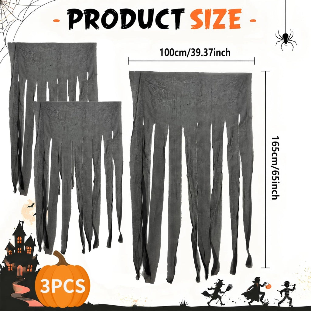 Decorazione per porta a tema Halloween, set da 3, 100 x 165 cm, tessuto, design horror con elementi sanguinolenti