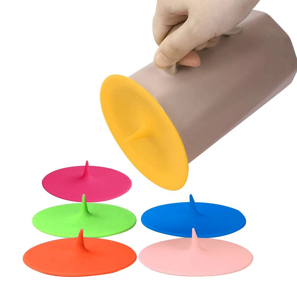 6 coperchi in silicone e vetro per bicchieri, colorati, rotondi, adatti al lavaggio in lavastoviglie