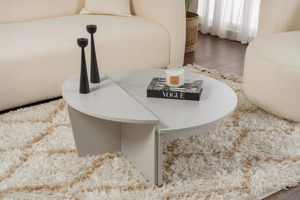 Mansue, Tavolino da Salotto Peso Massimo Supportato 15 kg, 90x60x35h cm Grigio