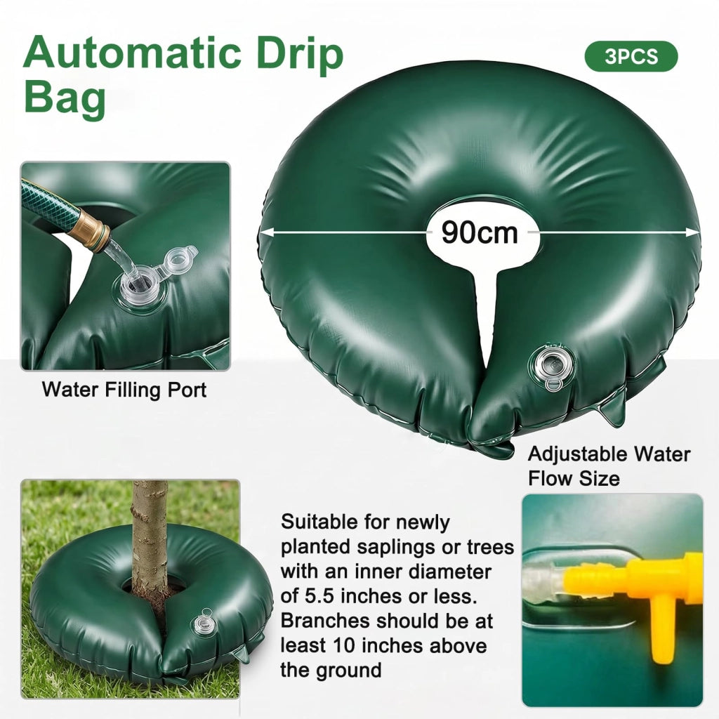 Set di 3 anelli di irrigazione, in PVC, resistenti ai raggi UV, diametro 90 cm, capacità 57 litri