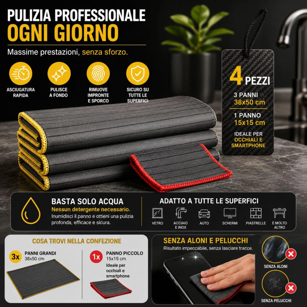 Set di 4 fogli in fibra di carbonio: 50x38 cm + 15x15 cm