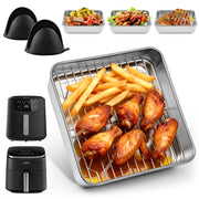 Contenitore in acciaio inossidabile da 21 cm per friggitrice ad aria, con coperchio