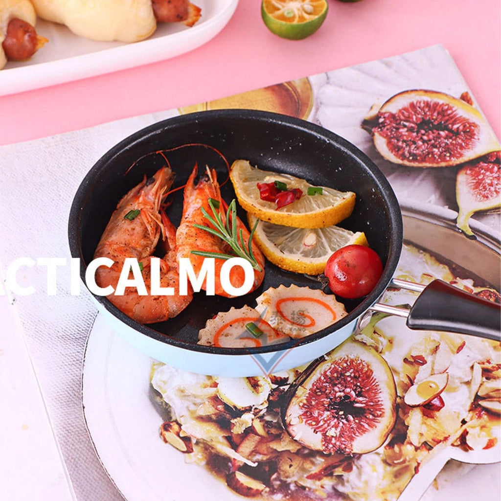 Piccola padella da 12 cm, in acciaio inossidabile, antiaderente, adatta per induzione, color rosa