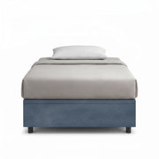 Letto Singolo Contenitore Imbottito 80x200 cm Microfibra Blu BoxMax