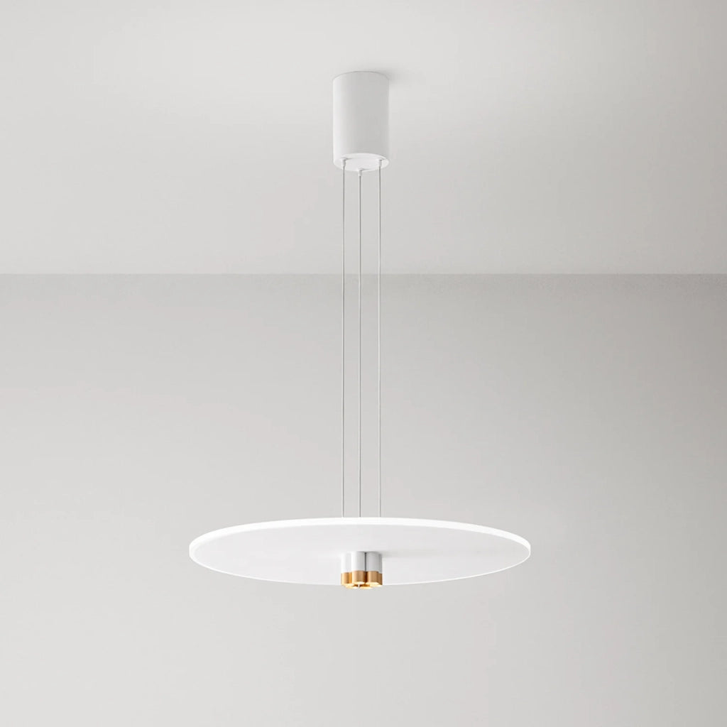Sospensione Minimal Stream Metallo Bianco E Oro Acrilico Led 50W 3000K