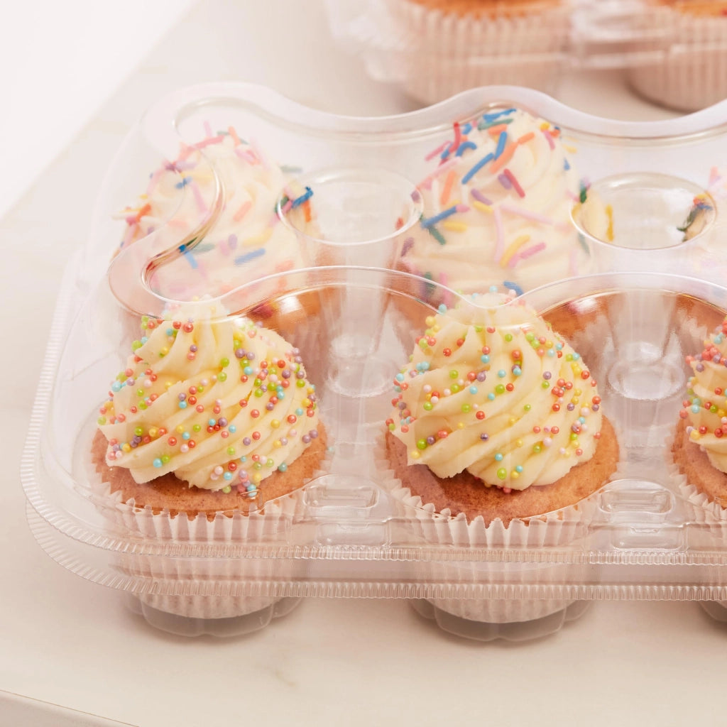 Contenitore per cupcake, set da 3, 12 cavità, trasparente, riutilizzabile