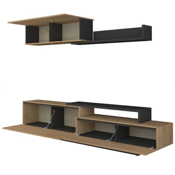 PARETE ATTREZZATA OTTANTA 240X42CM ANTRACITE/ROVERE