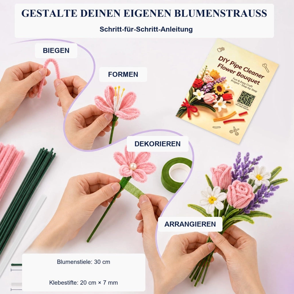 Set di 900 scovolini per fiori, 16 colori, filo di ciniglia, kit per lavoretti