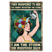 Targa metallica "I am the storm", 20x30 cm, stile vintage, metallo