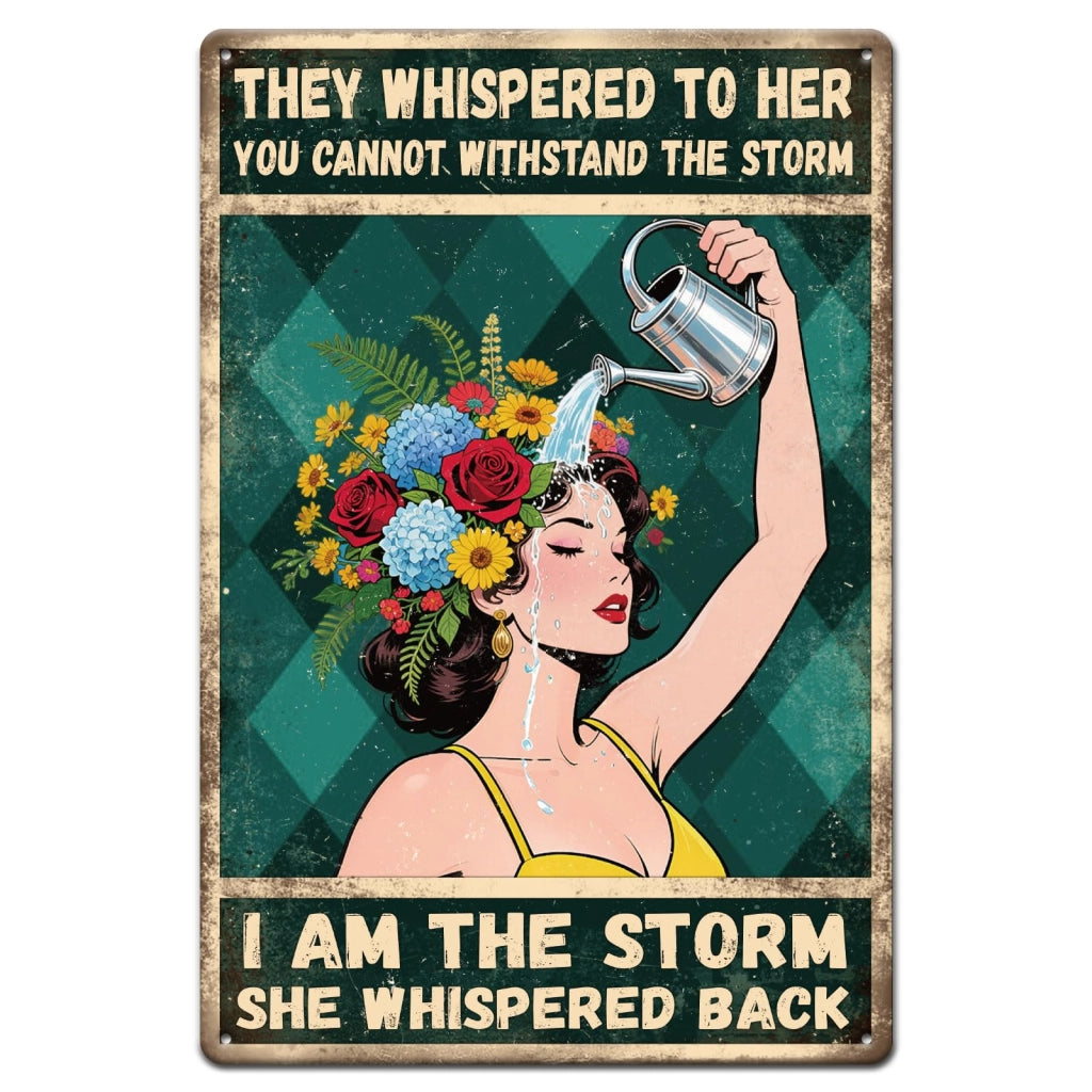 Targa metallica "I am the storm", 20x30 cm, stile vintage, metallo