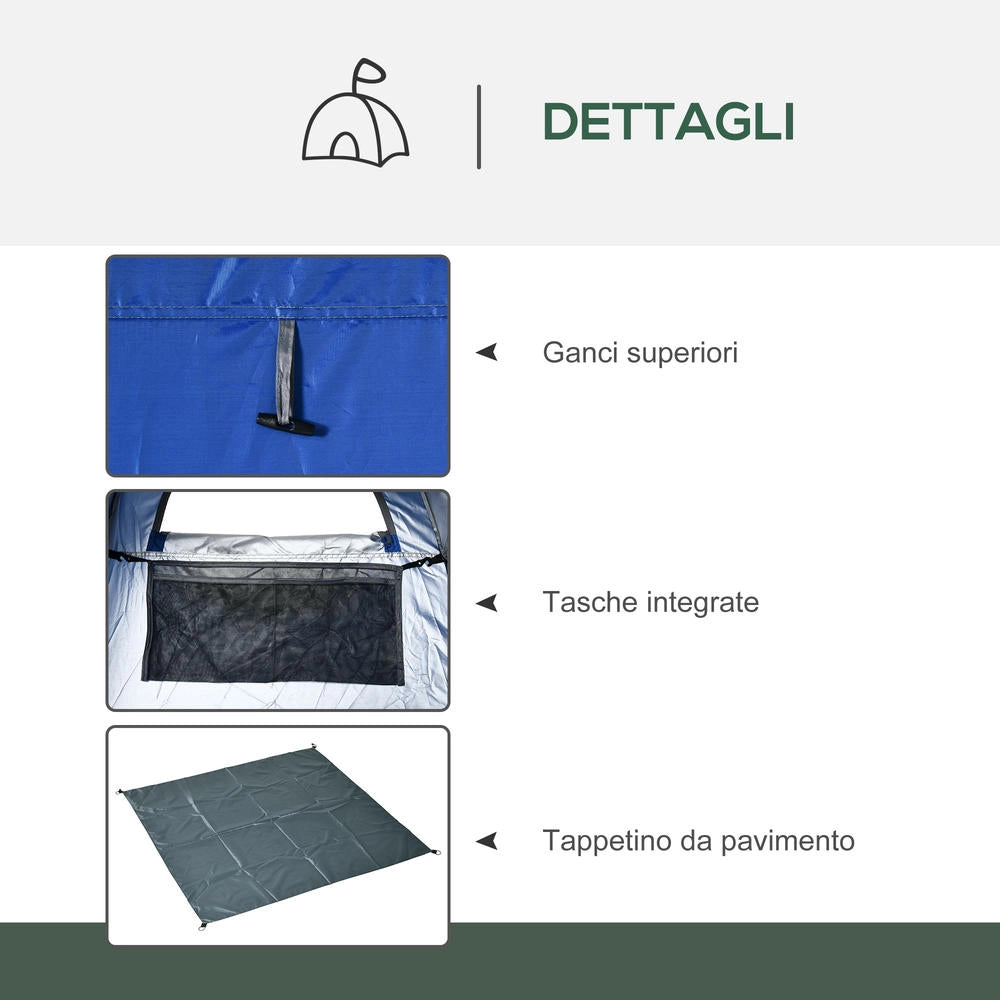Tenda doccia da campeggio e spiaggia portatile, cabina spogliatoio pop up con porta a cerniera e borsa, 126x124x189 cm, blu scuro