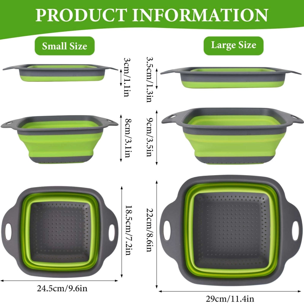 Set di 2 colini in silicone pieghevoli, 2-in-1, verdi