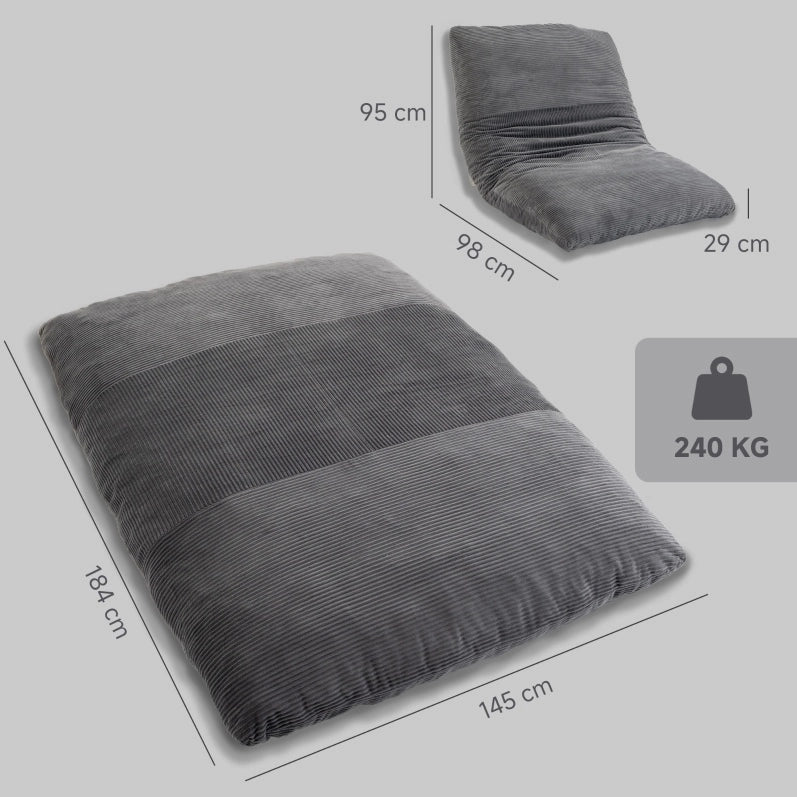 Poltrona letto da pavimento pieghevole grigio scuro, 145 cm