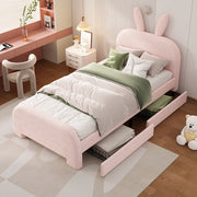 Letto per bambini 90 x 200 cm rosa a forma di coniglio