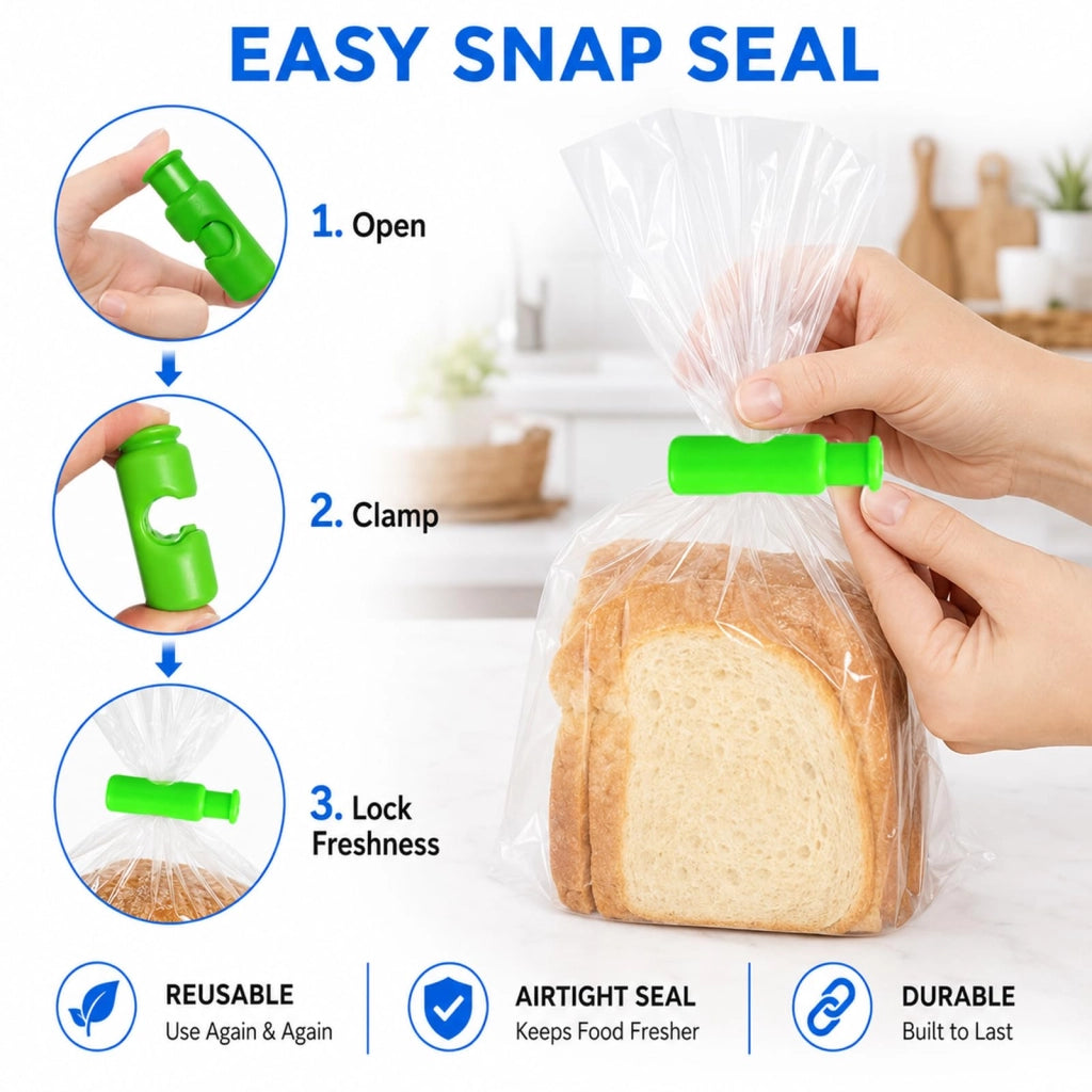 12 clip per sacchetti, chiusure per sacchetti e buste