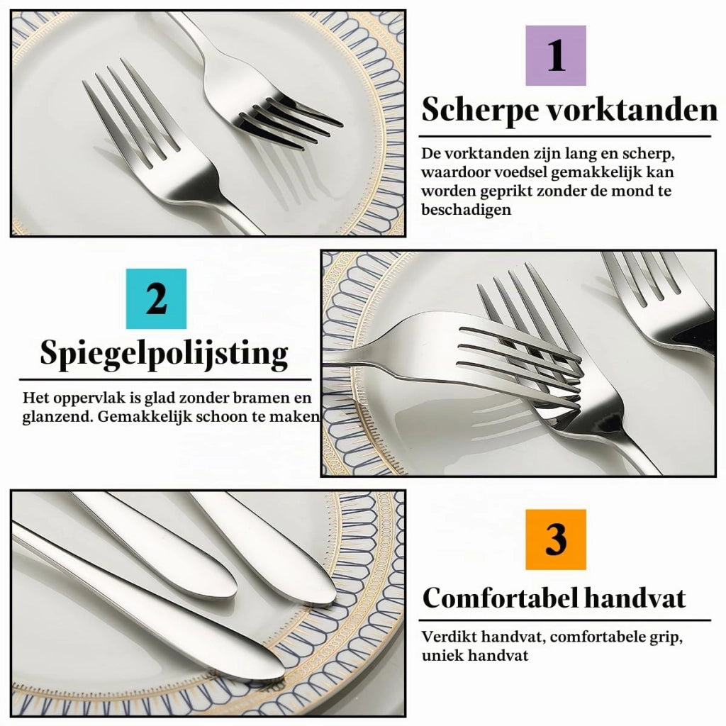 Set di 12 forchette da tavola, lunghezza 20,5 cm, in acciaio inossidabile lucido