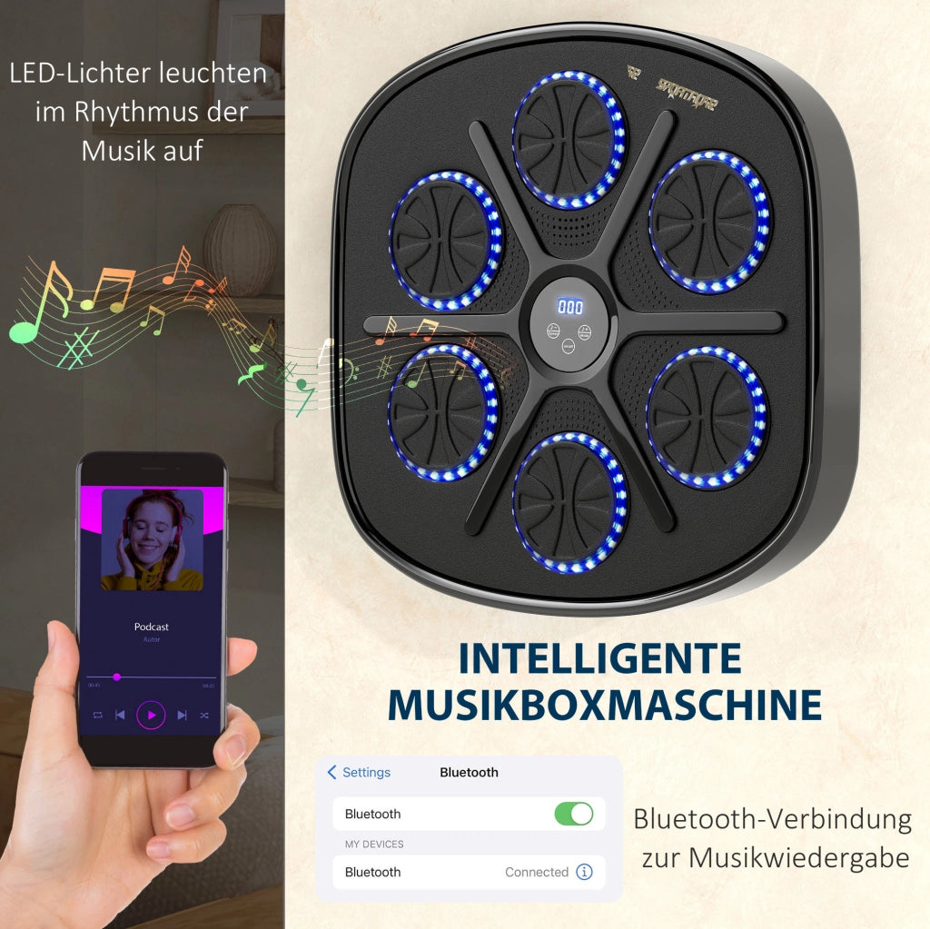 Music Boxing Machine murale Bluetooth 41,8 x 44,6 x 7,5 cm nera, 9 modalità