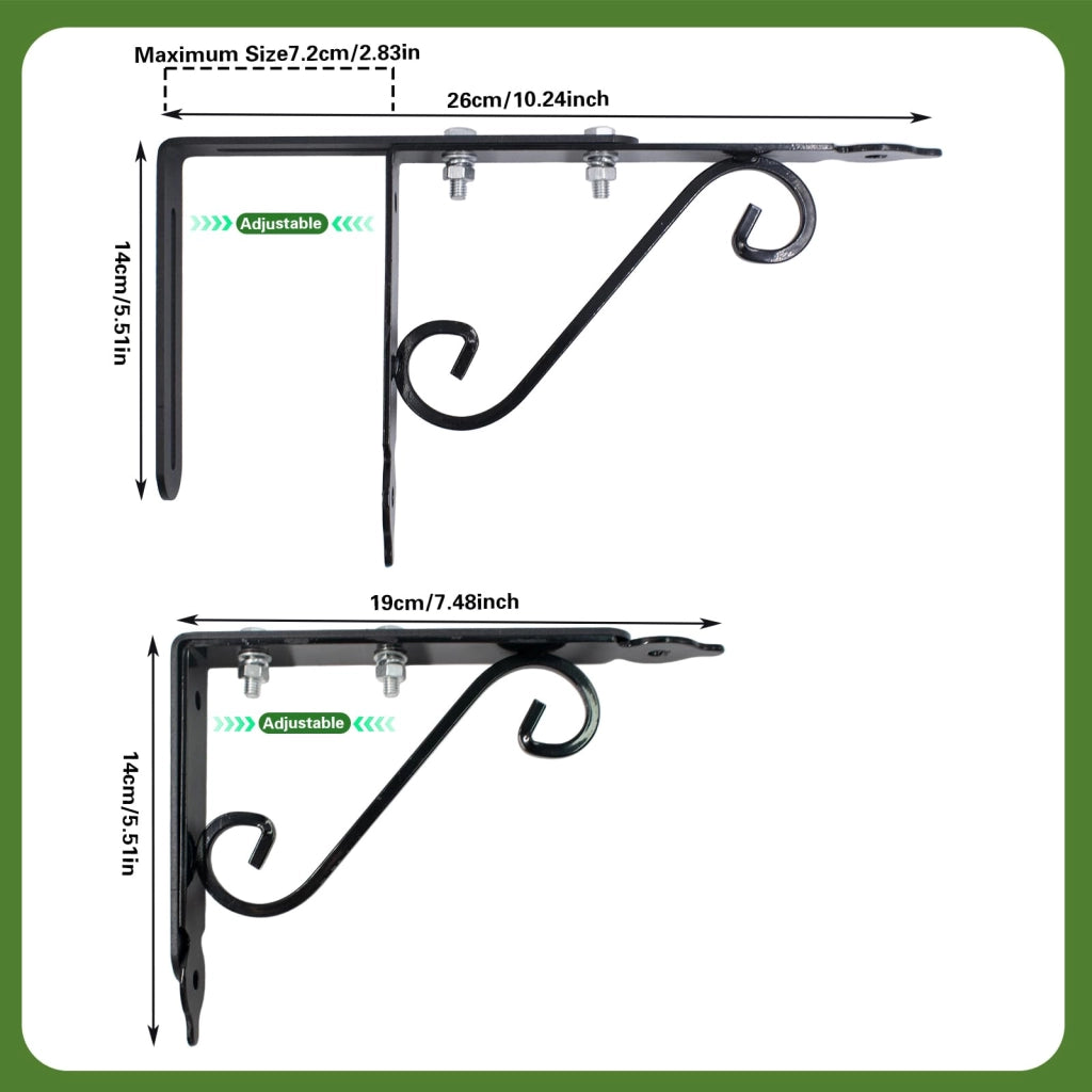 Supporti per cesti sospesi in metallo, set da 4, regolabili, colore nero, per cesti fino a 7,2 cm di diametro