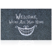Porta asciugamani da 40x60 cm, grigio, con retro in gomma, design con faccina sorridente