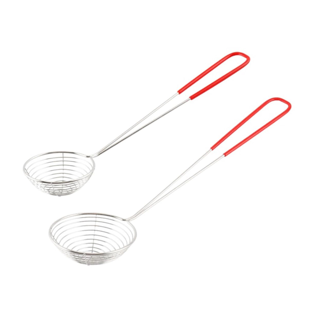 Set di due cucchiai in acciaio inossidabile per schiuma, due dimensioni, colino da cucina
