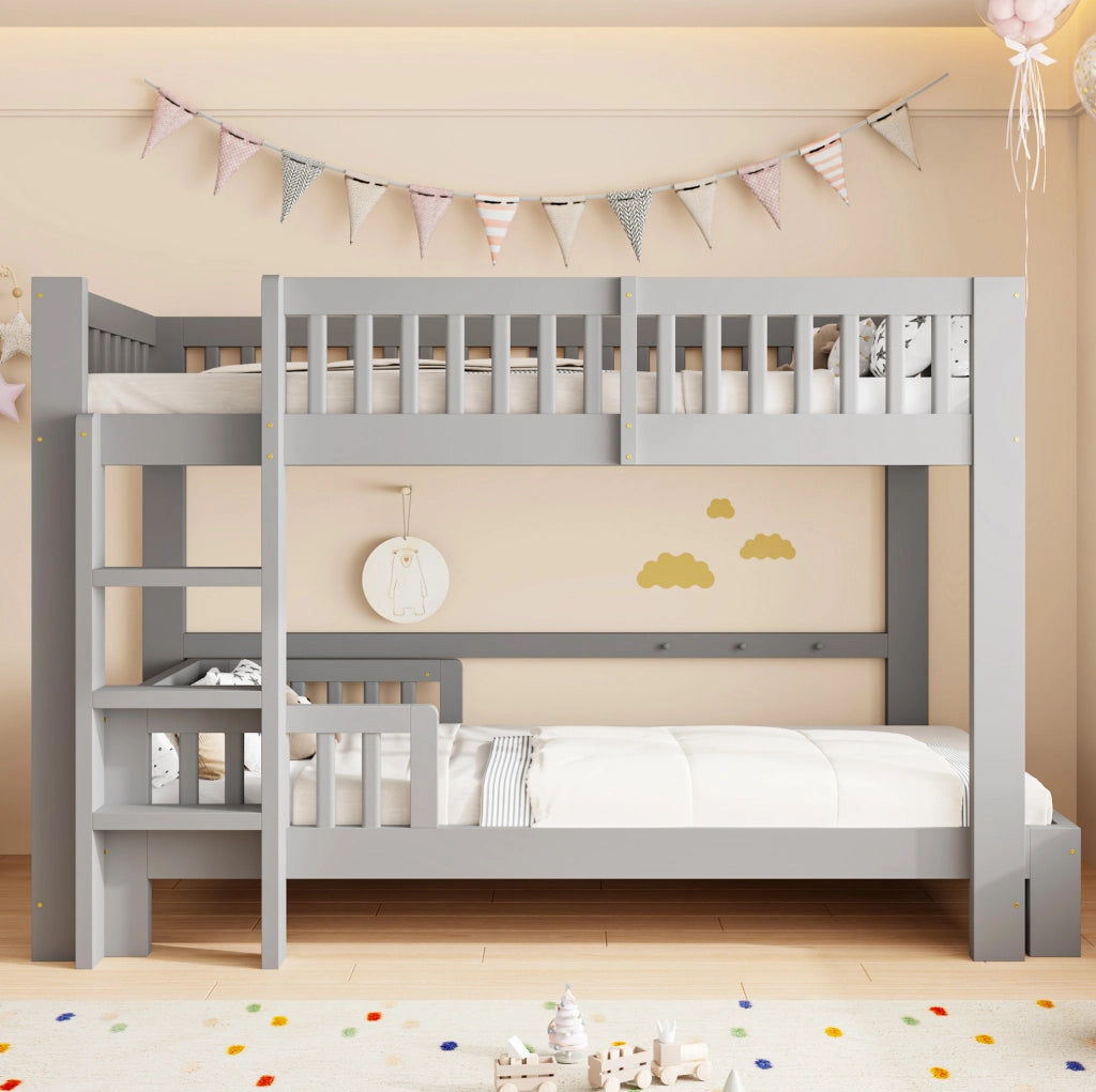 Set di due letti modulari per bambini 90 x 200 cm grigio