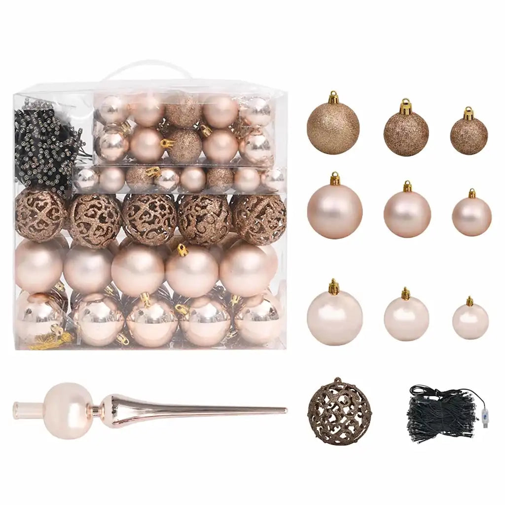Albero di Natale Artificiale con LED e Set di Palline e Pigne 240 cm 3077619