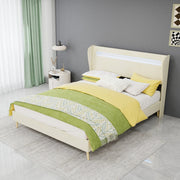 Letto imbottito 140x200 cm beige con testiera retroilluminata