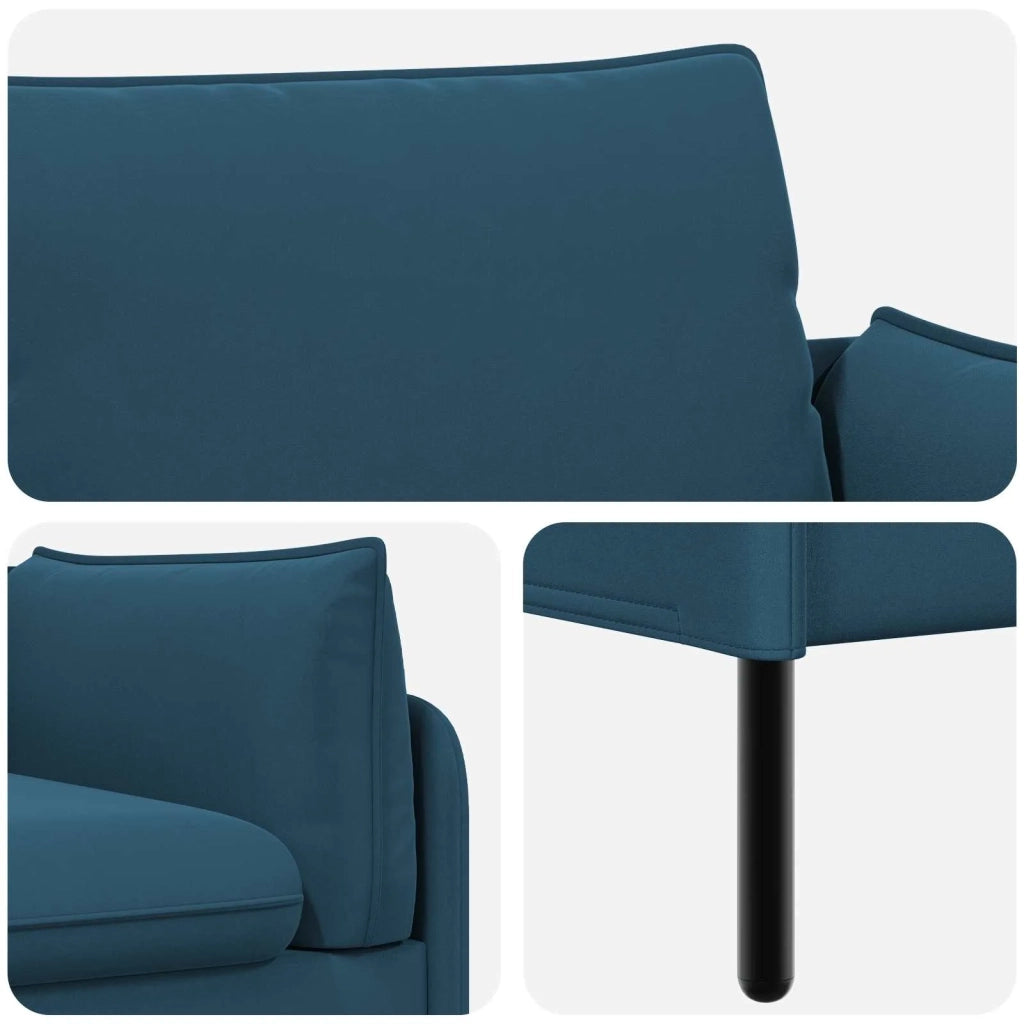 Divano 3-Persone 3 posto Blu 222 x 81 x 89 cm Velluto 42048651