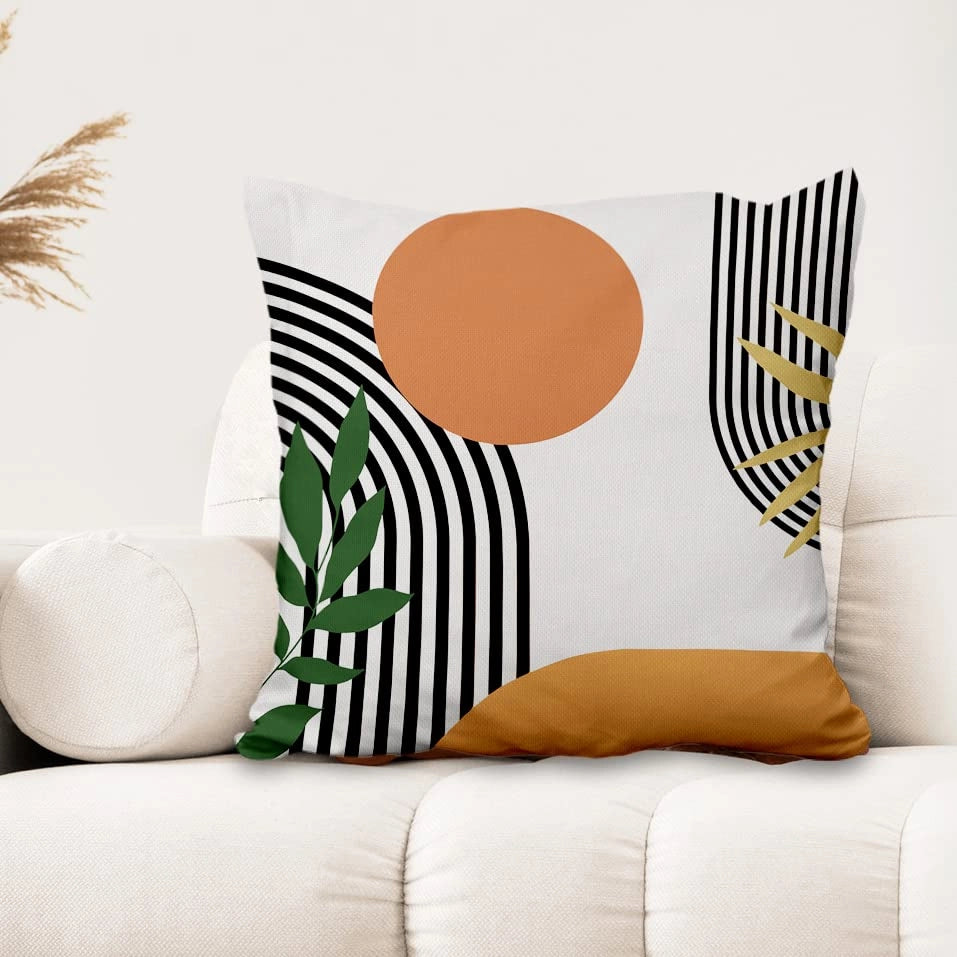 Cuscino decorativo, 41x41 cm, stile bohémien, design astratto, set da 4, aspetto simile al lino