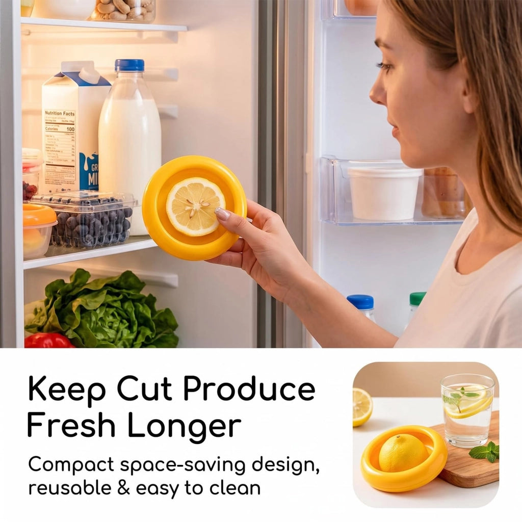 Set da 2 contenitori per alimenti per limoni, conservazione della frutta con coperchio