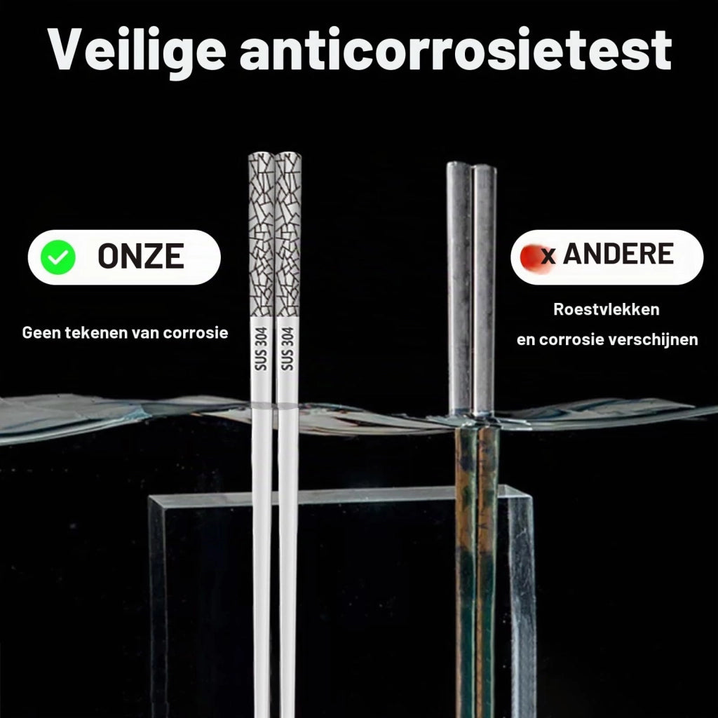 5 paia di bacchette in acciaio inox, lavabili in lavastoviglie, 23,5 cm, antiscivolo, acciaio inox 304