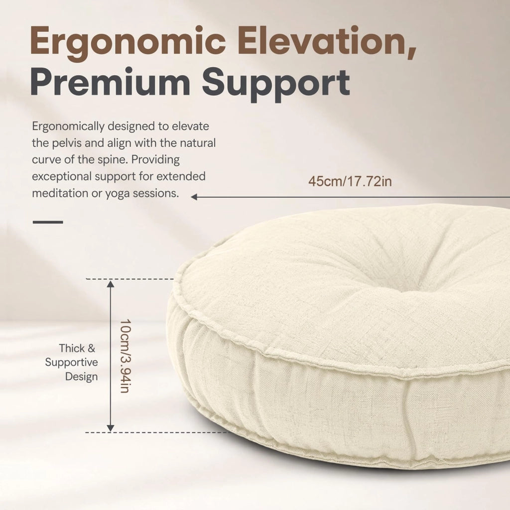Cuscino rotondo da seduta, diametro 45 cm, color beige, per interni ed esterni (terrazzi)