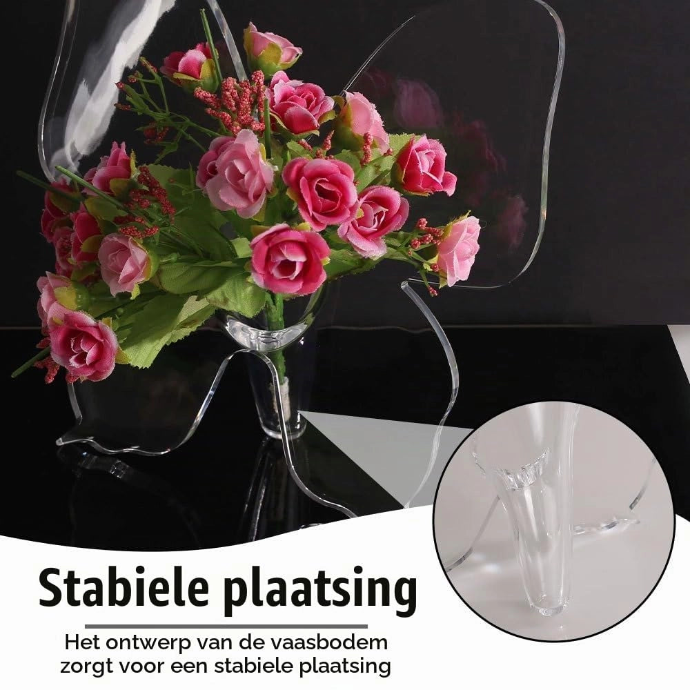 Vaso in acrilico a forma di farfalla, stile Art Déco, trasparente, dimensioni 218x220x8 mm, ideale per fiori