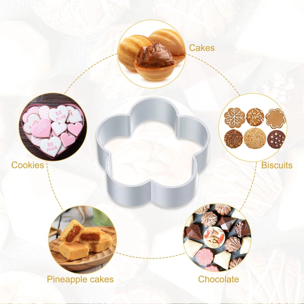 Set di 13 formine per biscotti in alluminio, a forma di fiori di pesco, con stampo sagomato