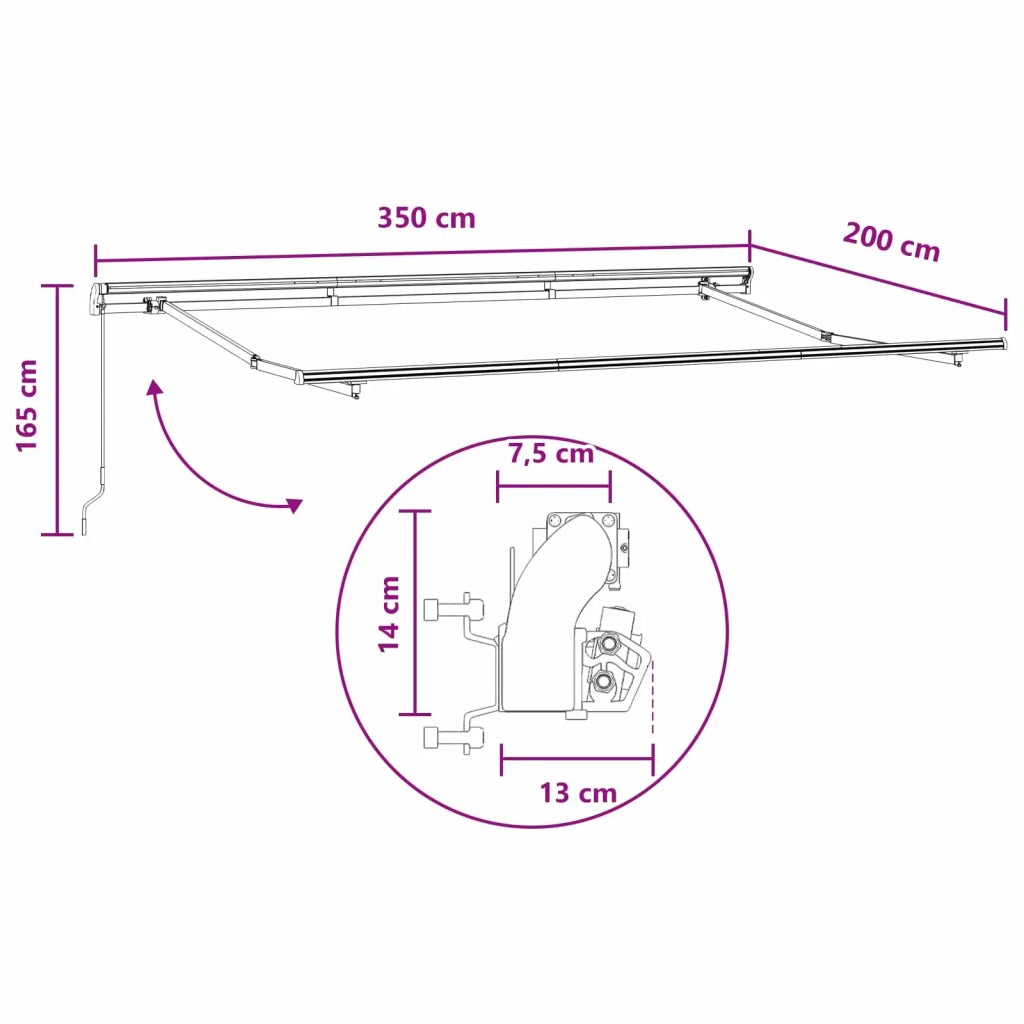 Tendone manuale 3,5 x 2 m Sabbia 100% Poliestere 3425749