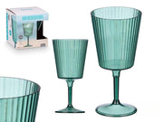 Bicchieri in plastica da 400 ml, set da 4, a righe, verdi, riutilizzabili