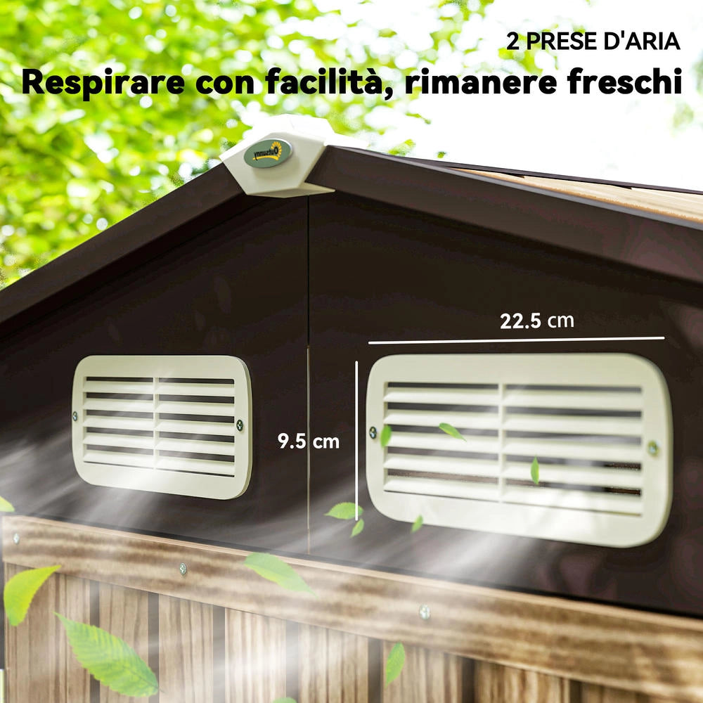 Casetta da Giardino Porta Attrezzi in Acciaio 1.9x1.3m Quercia con Prese d'Aria e Catenaccio Robusta per Esterno