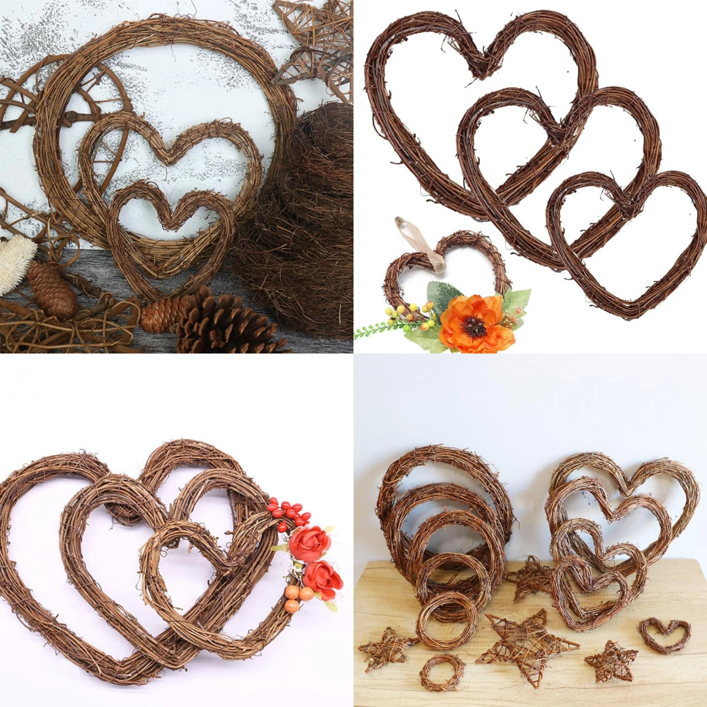Corone di rattan, set da 3, dimensioni 10/15/20 cm, decorazione rustica per porte