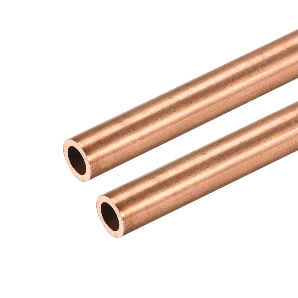 2 pezzi di tubi tondi in rame, diametro esterno 6 mm, spessore parete 1 mm, lunghezza 300 mm, tubi cavi diritti