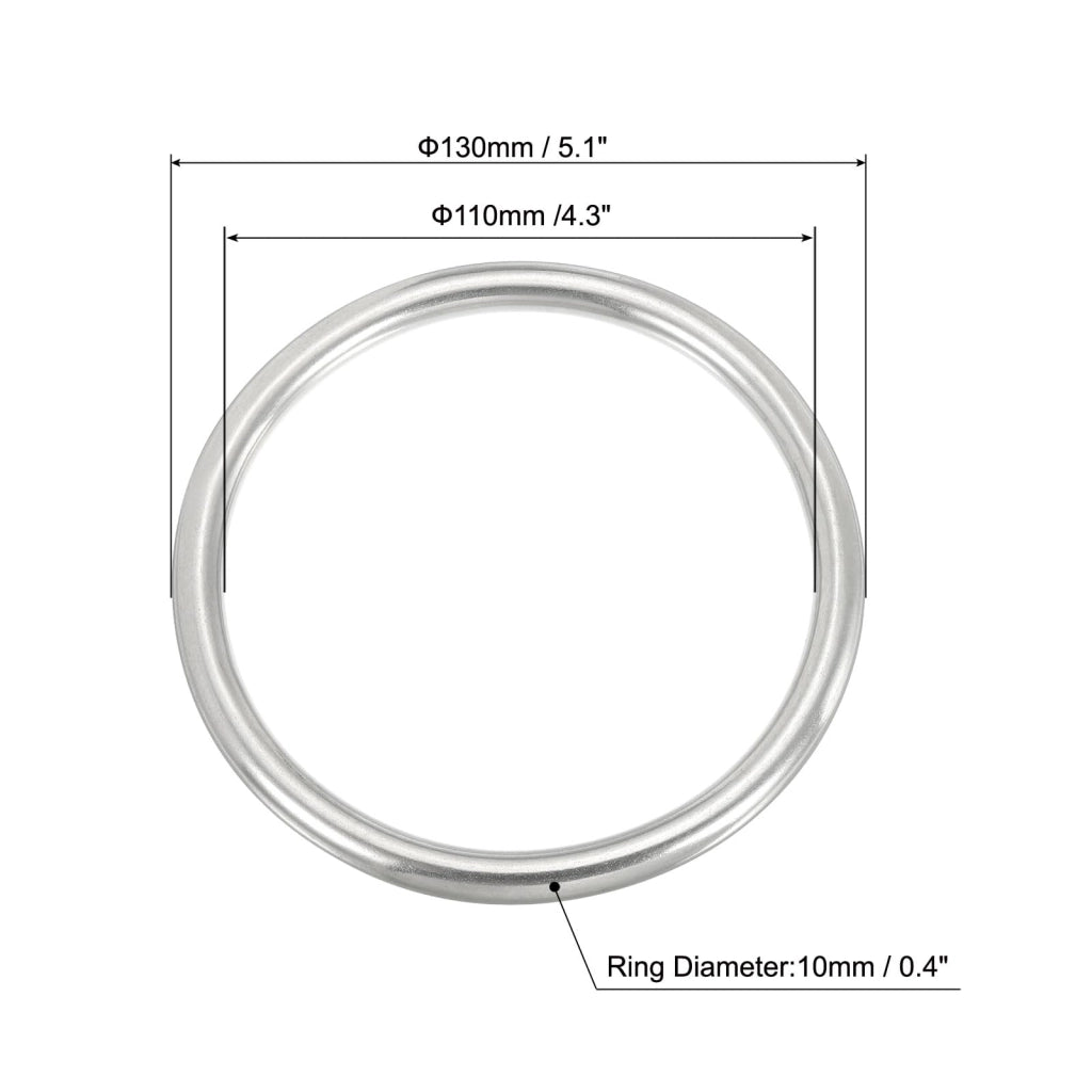 Anelli metallici 10 x 110 mm, anelli in acciaio inossidabile 316, qualità marina, O-ring multifunzionali, anelli tondi saldati per macramè, fai-da-te, ferramenta, cinture, guinzaglio per cani, 10 x 110