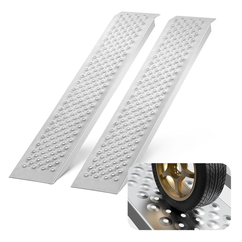 Set 2 Rampe di Carico in Alluminio 1200 x 215 mm per Moto ATV Tosaerba e Giardino GJ0058