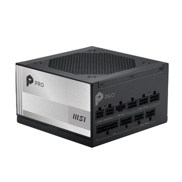 MSI ALIMENTATORE PRO A1000PL PCIE5, EU, BLACK EMBOSSED  CABLE , 1000W, FULL -MODULAR , PLATINUM