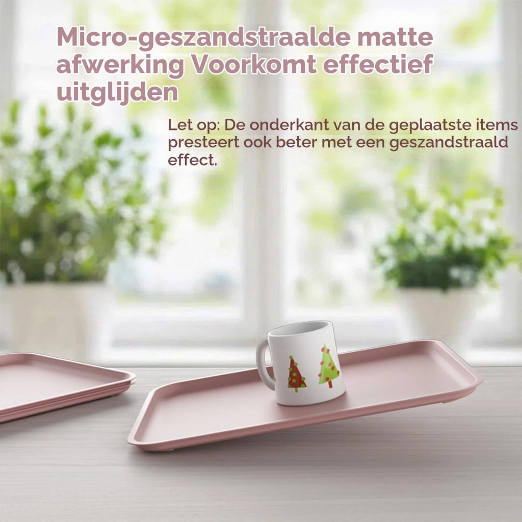 Set di 3 vassoi da portata in plastica, dimensioni 24,8 x 17,8 cm, color rosa