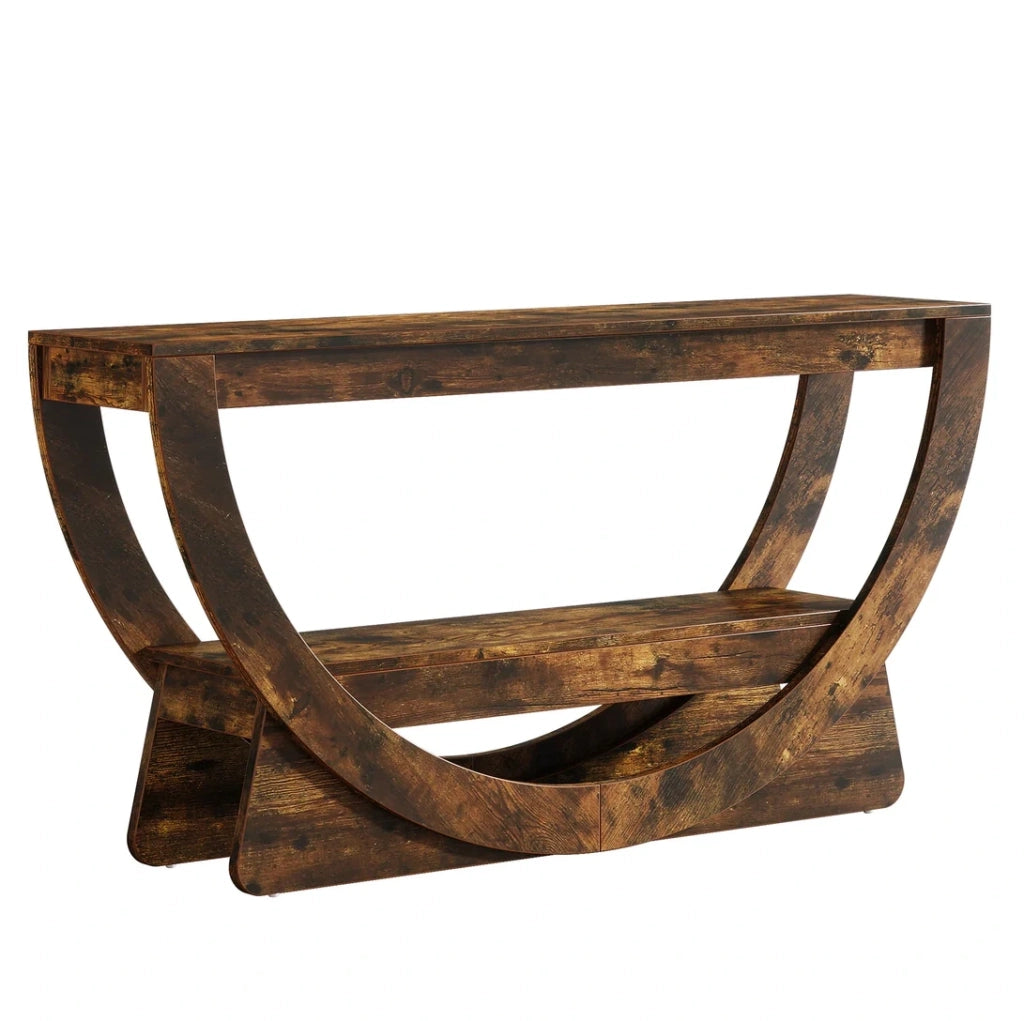 Mobile TV 160 x 30 x 80 cm in MDF marrone rustico, 2 livelli, stile country