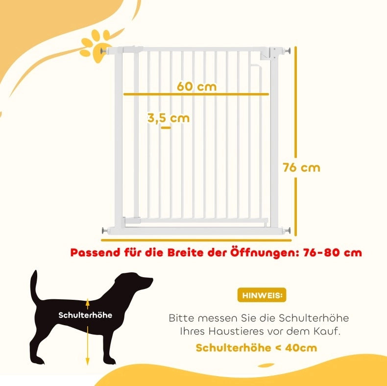 Cancello di sicurezza per bambini e animali 76-80 x 76 cm bianco senza foratura