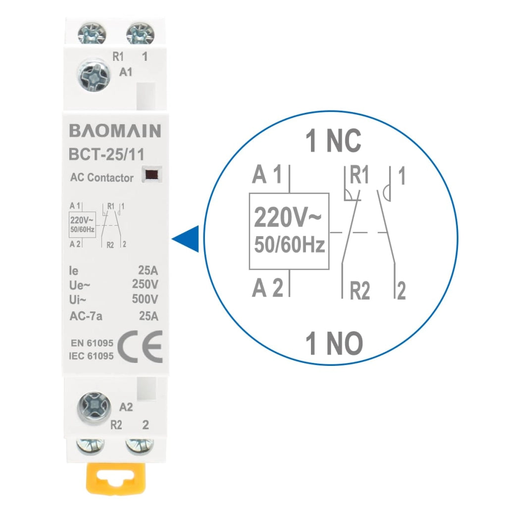 Interruttore differenziale modulare, 2 poli, 25 A, 220 V AC, da montare su guida DIN